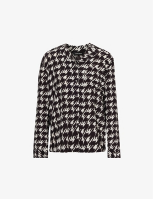 Shop Anine Bing Women's Print Aiden Houndstooth Woven Shirt