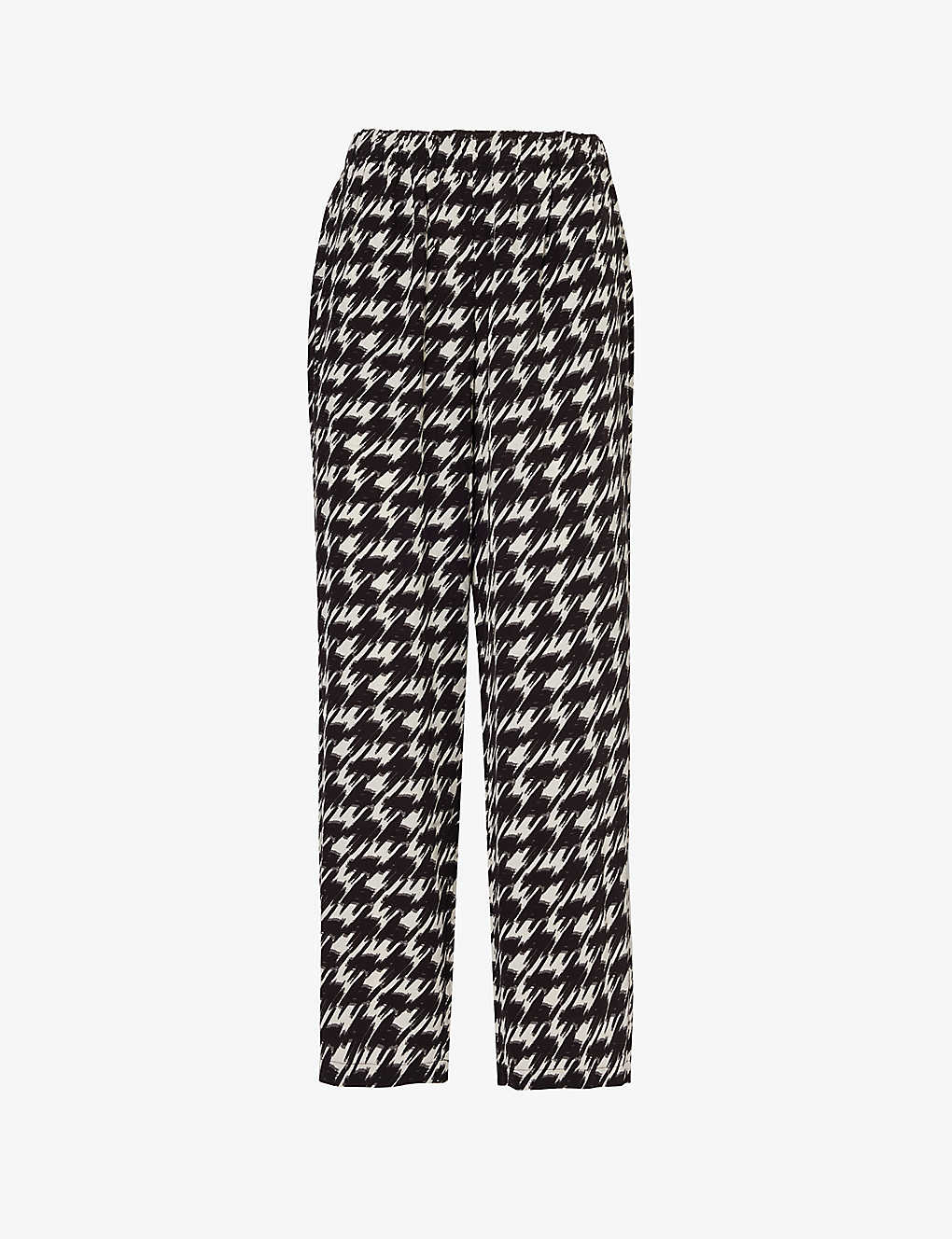 Anine Bing Womens Print Aiden Mid-rise Wide-leg Woven Trousers