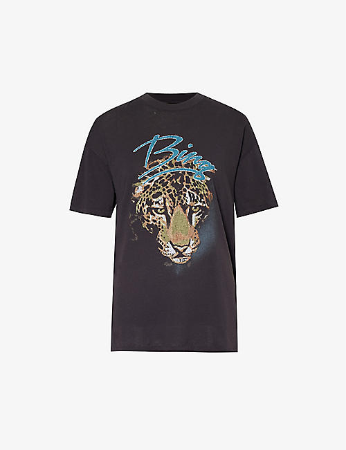 ANINE BING: Leopard graphic-print organic-cotton jersey T-shirt