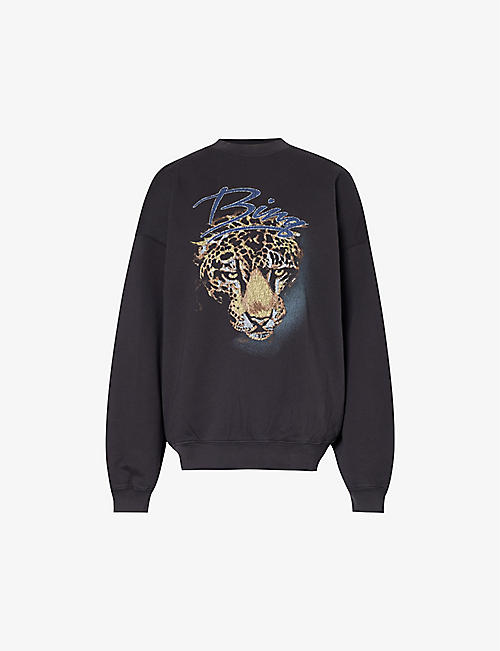 ANINE BING: Leopard graphic-print organic-cotton jersey sweatshirt