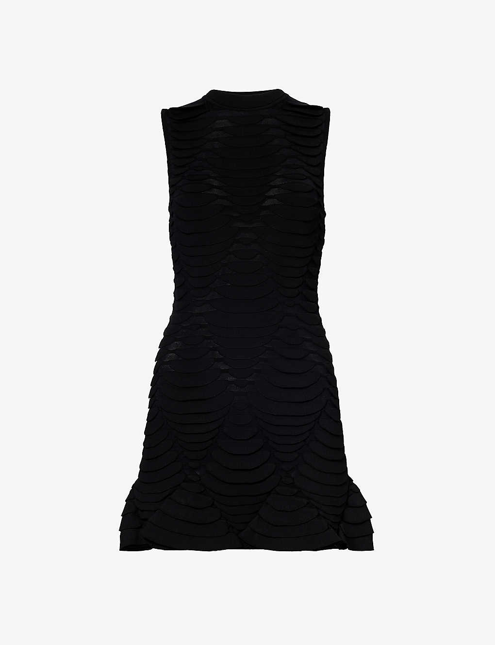 Shop Alaïa Alaia Women's Noir Alaia Python Textured Flared-hem Knitted Mini Dress