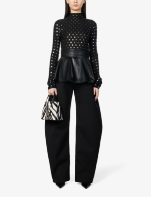 Shop Alaïa Alaia Womens Noir Alaia Skirt-design Pleated Leather Belt