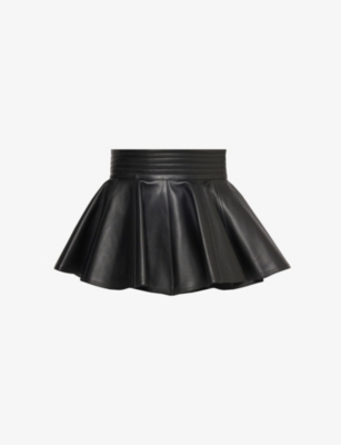 Shop Alaïa Alaia Womens Noir Alaia Skirt-design Pleated Leather Belt