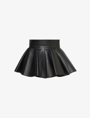 Shop Alaïa Alaia Women's Noir Alaia Skirt-design Pleated Leather Belt