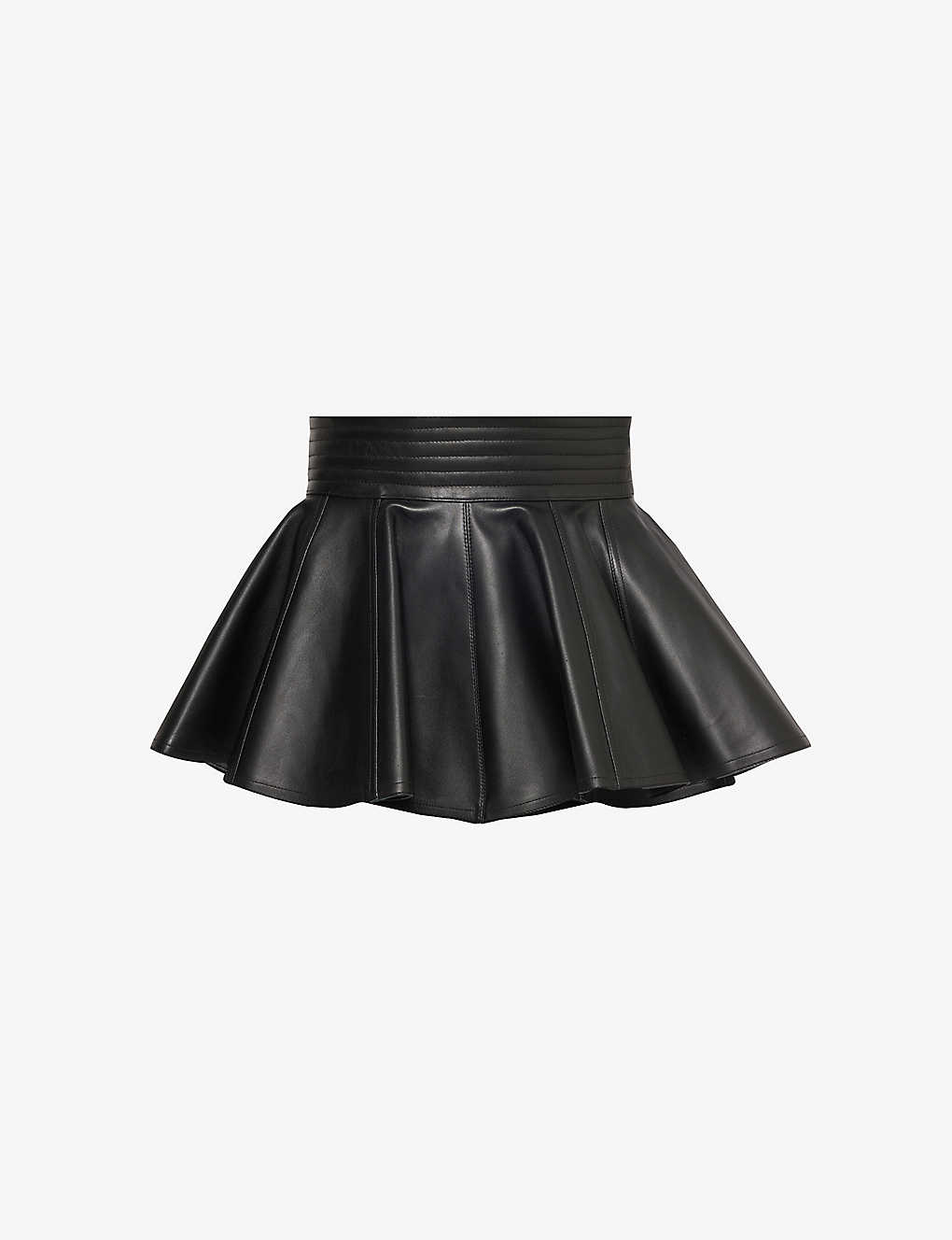 Shop Alaïa Skirt-design Pleated Leather Belt In Noir Alaia