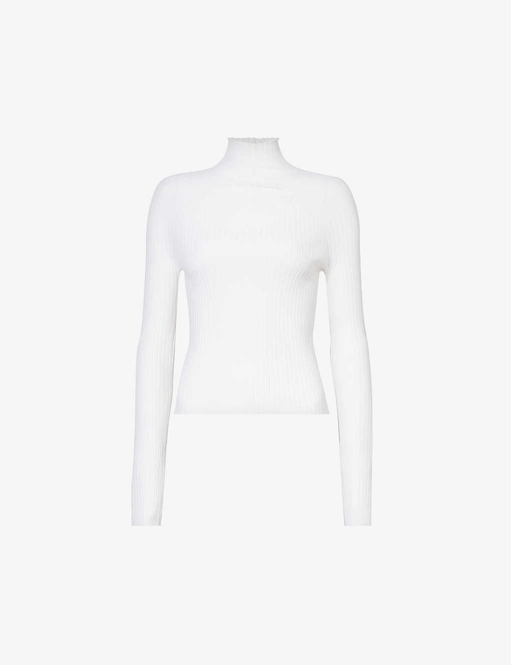 Alaïa Alaia Womens Blanc Ribbed Turtleneck Wool-blend Top In White
