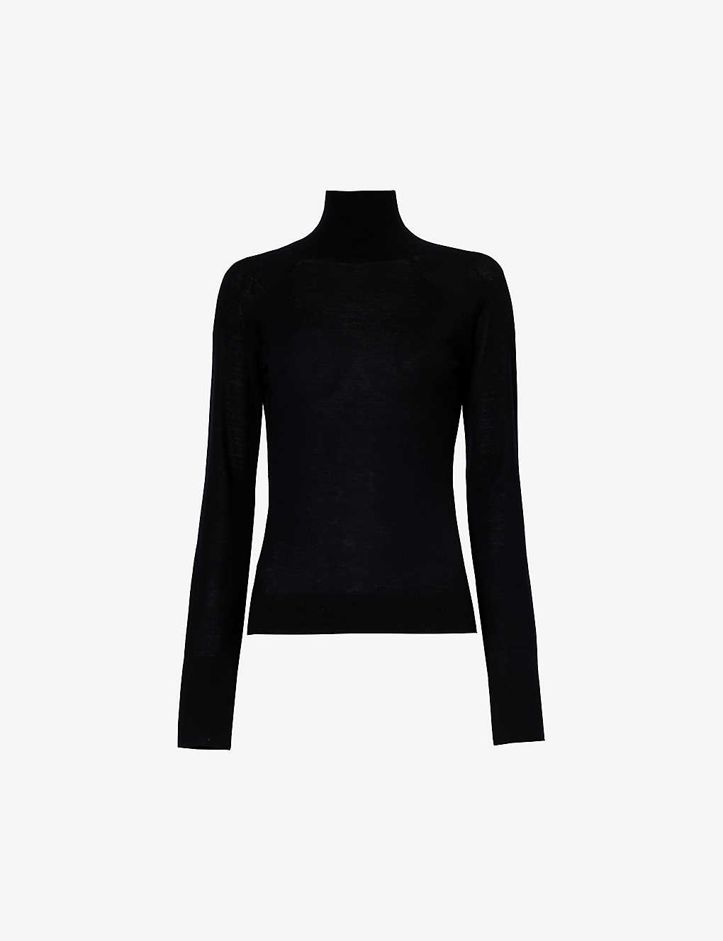 Alaïa Alaia Womens Noir Alaia High-neck Cut-out Wool Jumper In Black