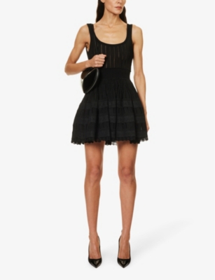Shop Alaïa Alaia Womens Noir Alaia Crinoline Stretch-woven Blend Mini Dress