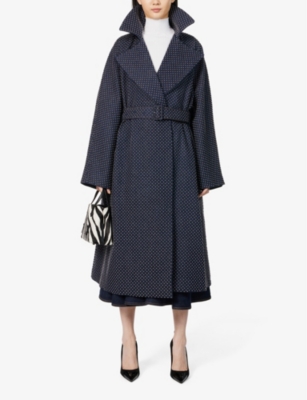 Shop Alaïa Alaia Women's Bleu Denim Studded Relaxed-fit Denim Trench Coat