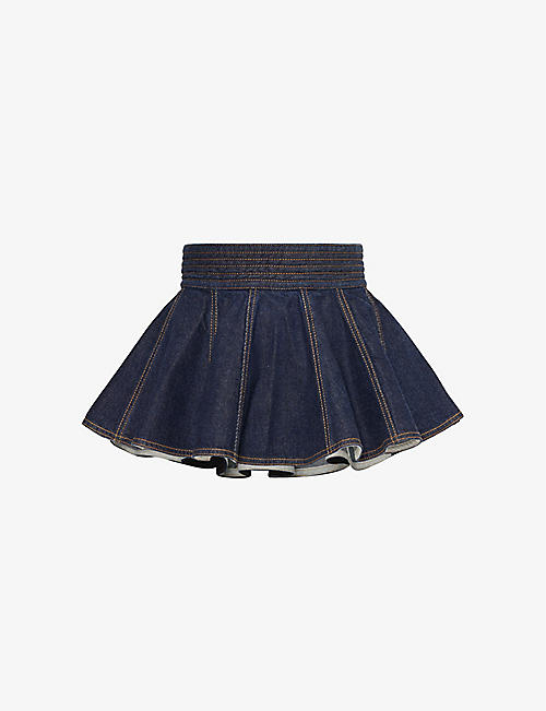 ALAIA: Skirt-design pleated denim belt