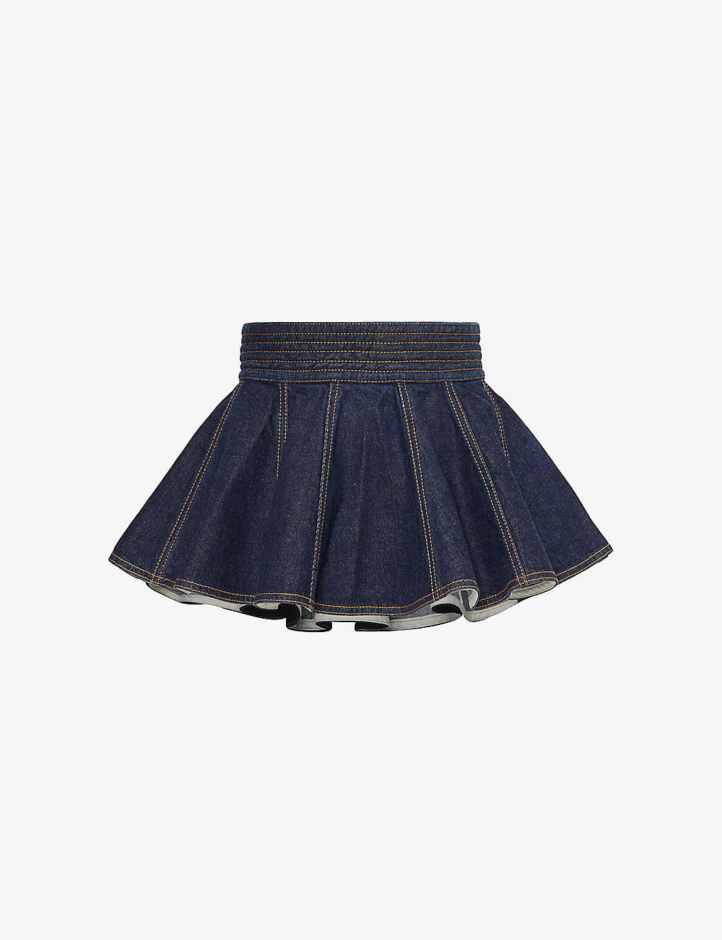 Shop Alaïa Skirt-design Pleated Denim Belt In Bleu Denim