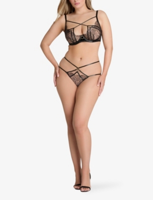 AGENT PROVOCATEUR: Foxie ring-embellished floral-lace underwired woven bra