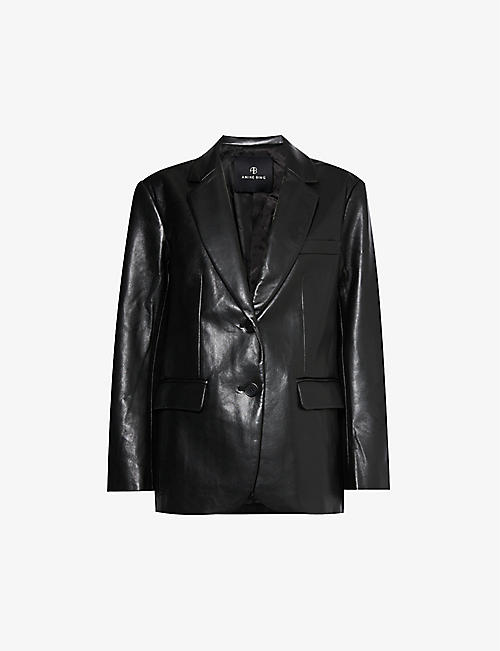 ANINE BING: Single-breasted faux-leather jacket