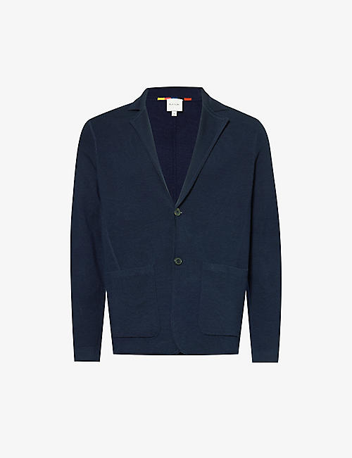 PAUL SMITH: Notched-lapel ribbed-trim wool-knit jacket