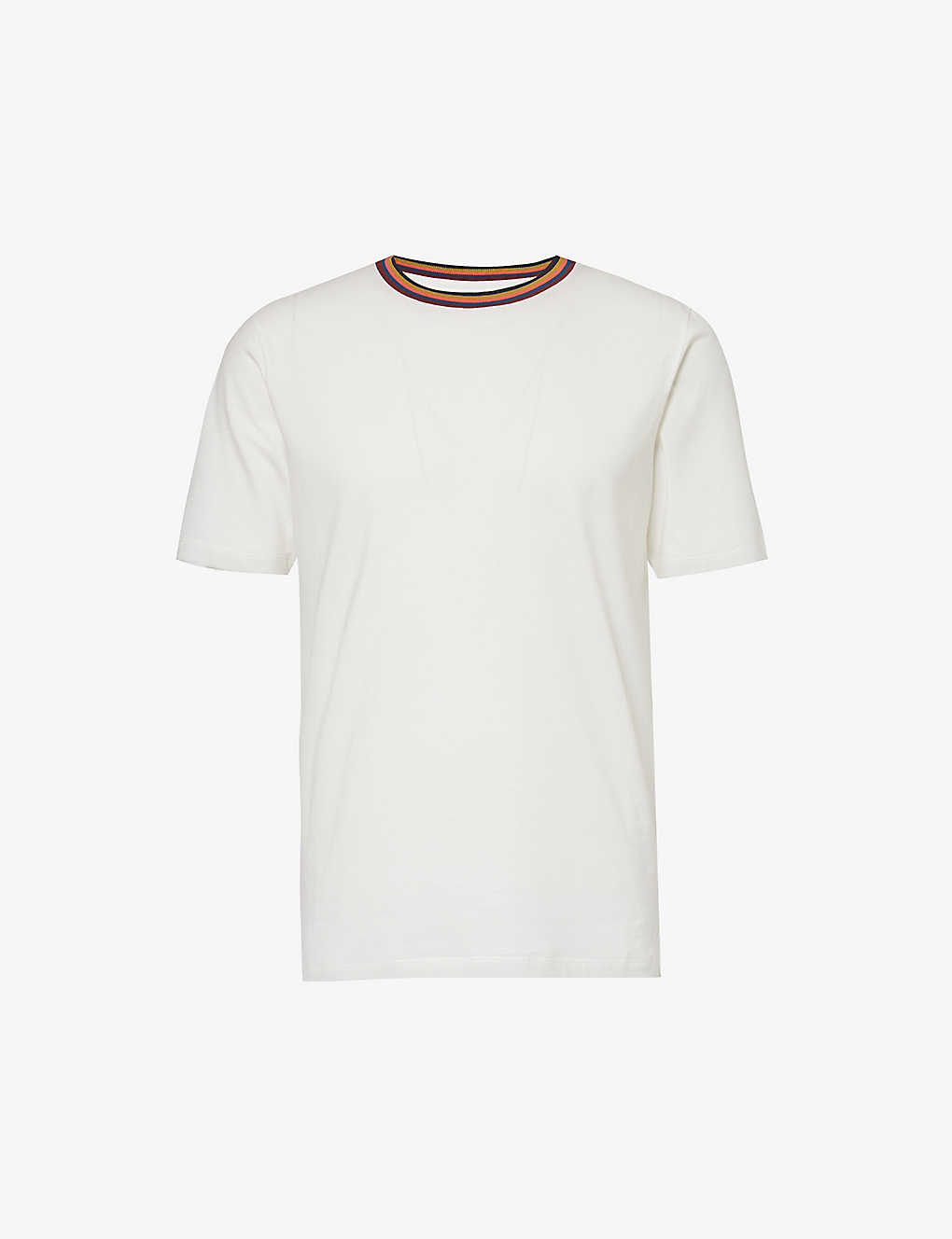 Paul Smith Mens Emerald Striped-trim Regular-fit Cotton-jersey T-shirt