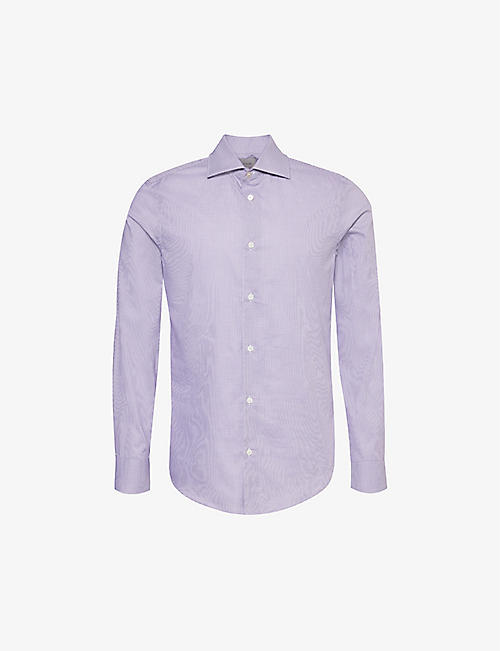 PAUL SMITH: Gingham-pattern spread-collar slim-fit cotton shirt