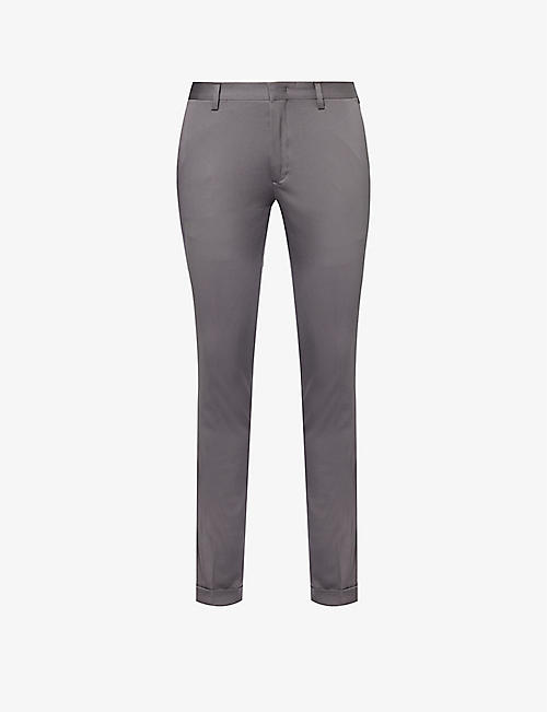 PAUL SMITH: Pressed-crease slim-fit straight-leg stretch-cotton trousers
