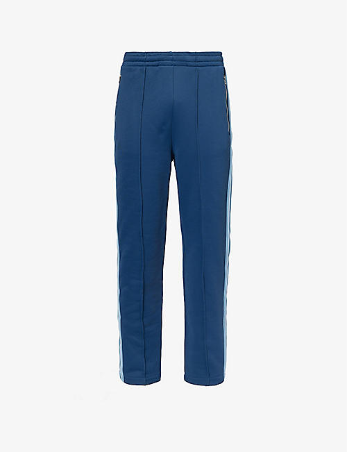 PS BY PAUL SMITH: Striped-panel brand-embroidered cotton-blend trousers