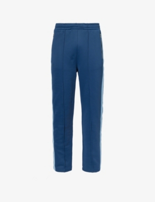 Ps By Paul Smith Mens Inky Blue Striped-panel Brand-embroidered Cotton-blend Trousers