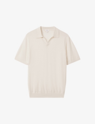 Shop Reiss Mens Snow Duchie Open-neck Wool Polo Shirt