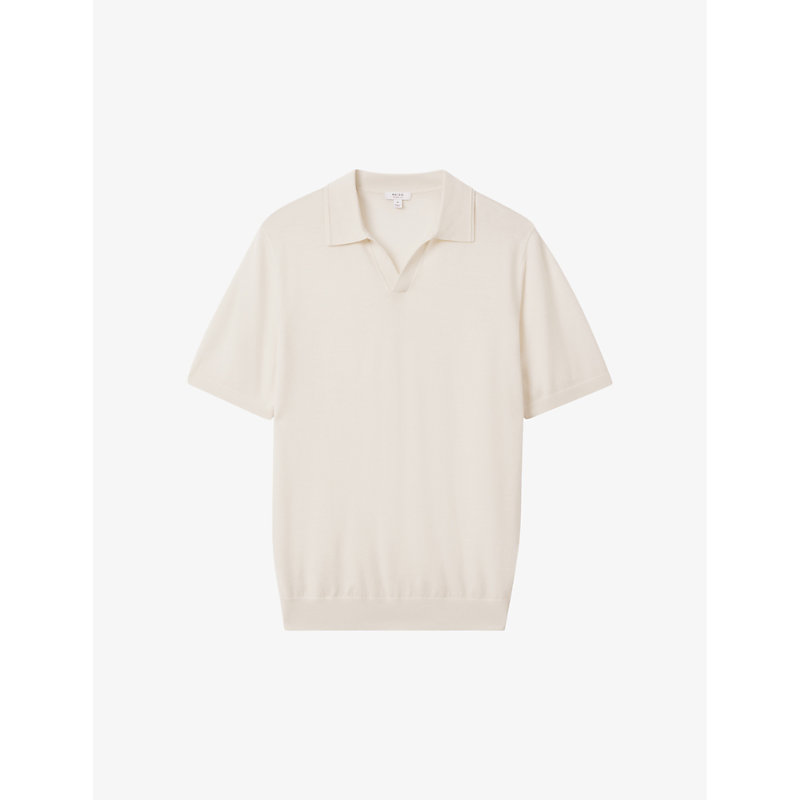 Shop Reiss Men's Snow Duchie Open-neck Wool Polo Shirt