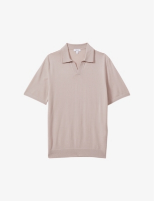 Shop Reiss Men's Washed Stone Duchie Open-neck Wool Polo Shirt