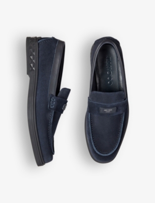 Shop Jimmy Choo Josh Driver Reverse-suede Loafers In Navy