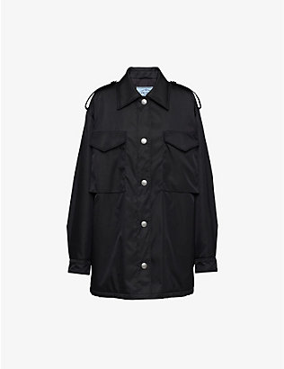 PRADA: Multi-pocket buttoned-epaulettes relaxed-fit recycled-polyamide blouson jacket