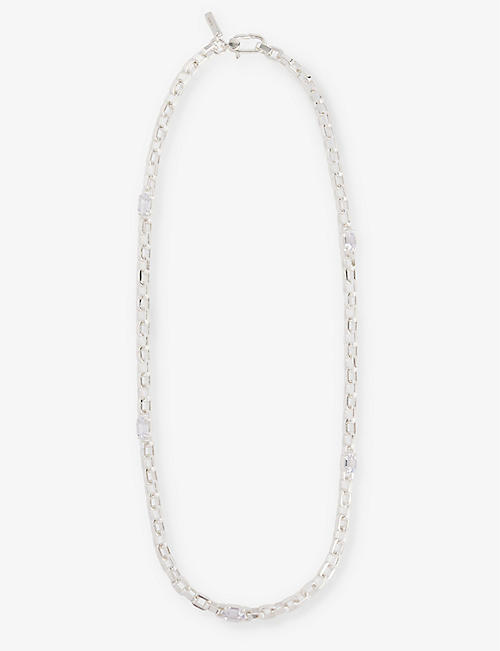 HATTON LABS: Chunky-chain 925 sterling-silver and cubic zirconia necklace