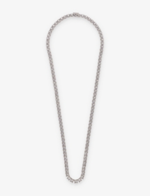 Shop Hatton Labs Men's Silver Tennis Spike-embellished Sterling-silver And Cubic Zirconia Necklace