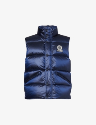 Sandbanks Mens Navy Explorer Brand-patch Recycled-polyamide Shell-down Gilet