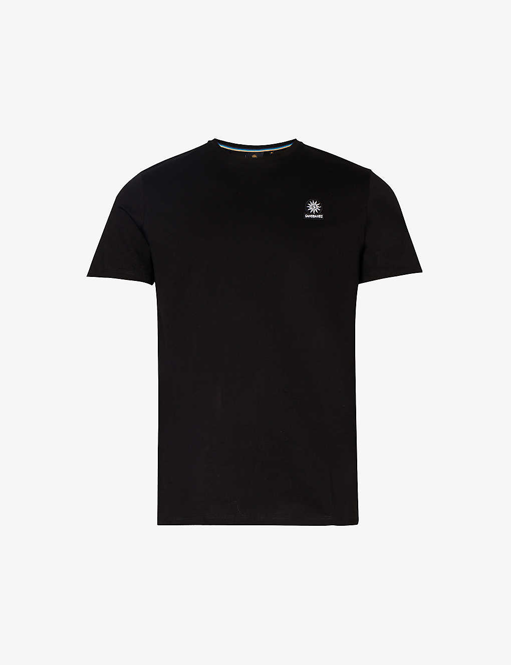 Sandbanks Mens Black Brand-embroidered Crewneck Organic-cotton T-shirt