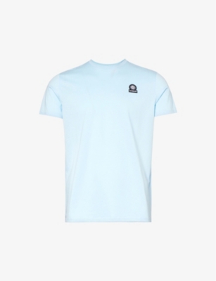 Shop Sandbanks Men's Crystal Blue Brand-embroidered Crewneck Organic-cotton T-shirt