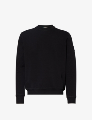SANDBANKS: Brand-patch crewneck stretch-organic-cotton sweatshirt