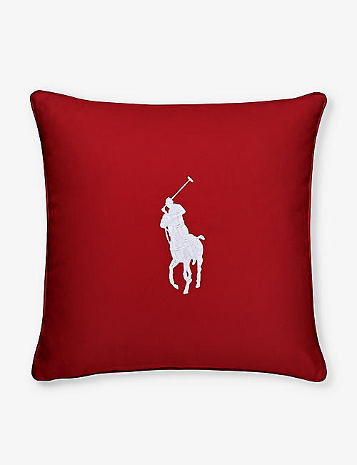 RALPH LAUREN HOME: RL Polo Pony-embroidered cotton cushion cover 50cm x 50cm