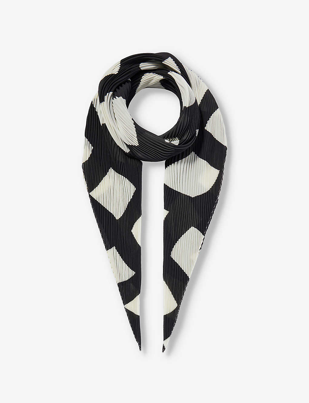 Issey Miyake Womens White Hued Graphic-print Pleated Knitted Scarf