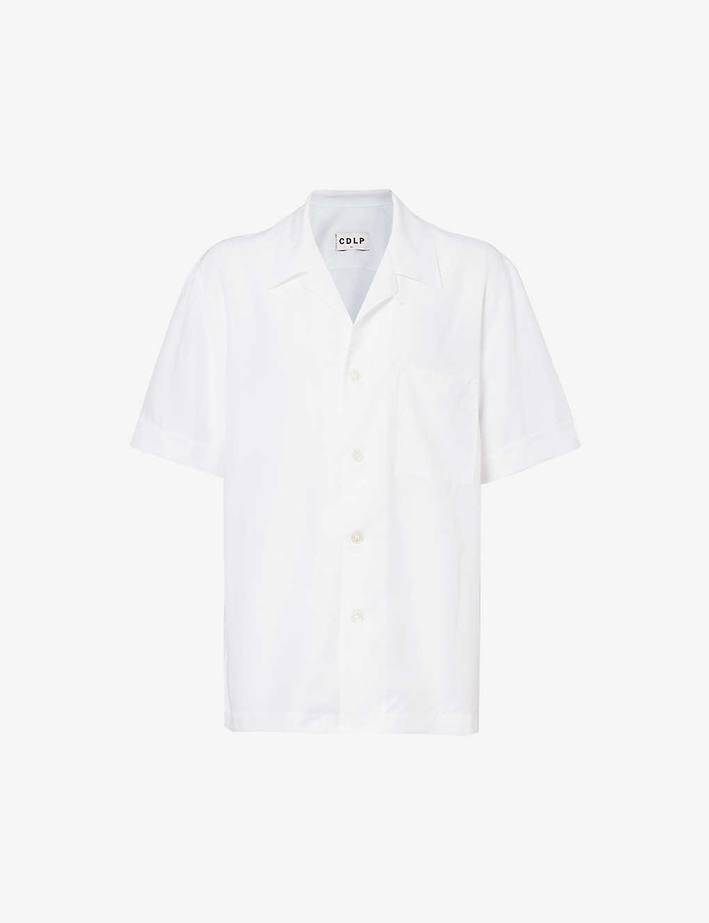 Shop Cdlp Camp-collar Straight-hem Relaxed-fit Woven Pyjama Top In White