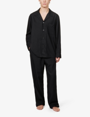Shop Cdlp Men's Black Relaxed-fit Straight-leg Mid-rise Woven Pyjama Bottoms