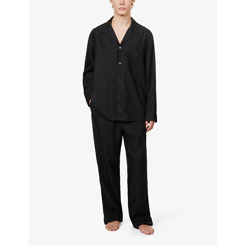 Shop Cdlp Men's Black Relaxed-fit Straight-leg Mid-rise Woven Pyjama Bottoms