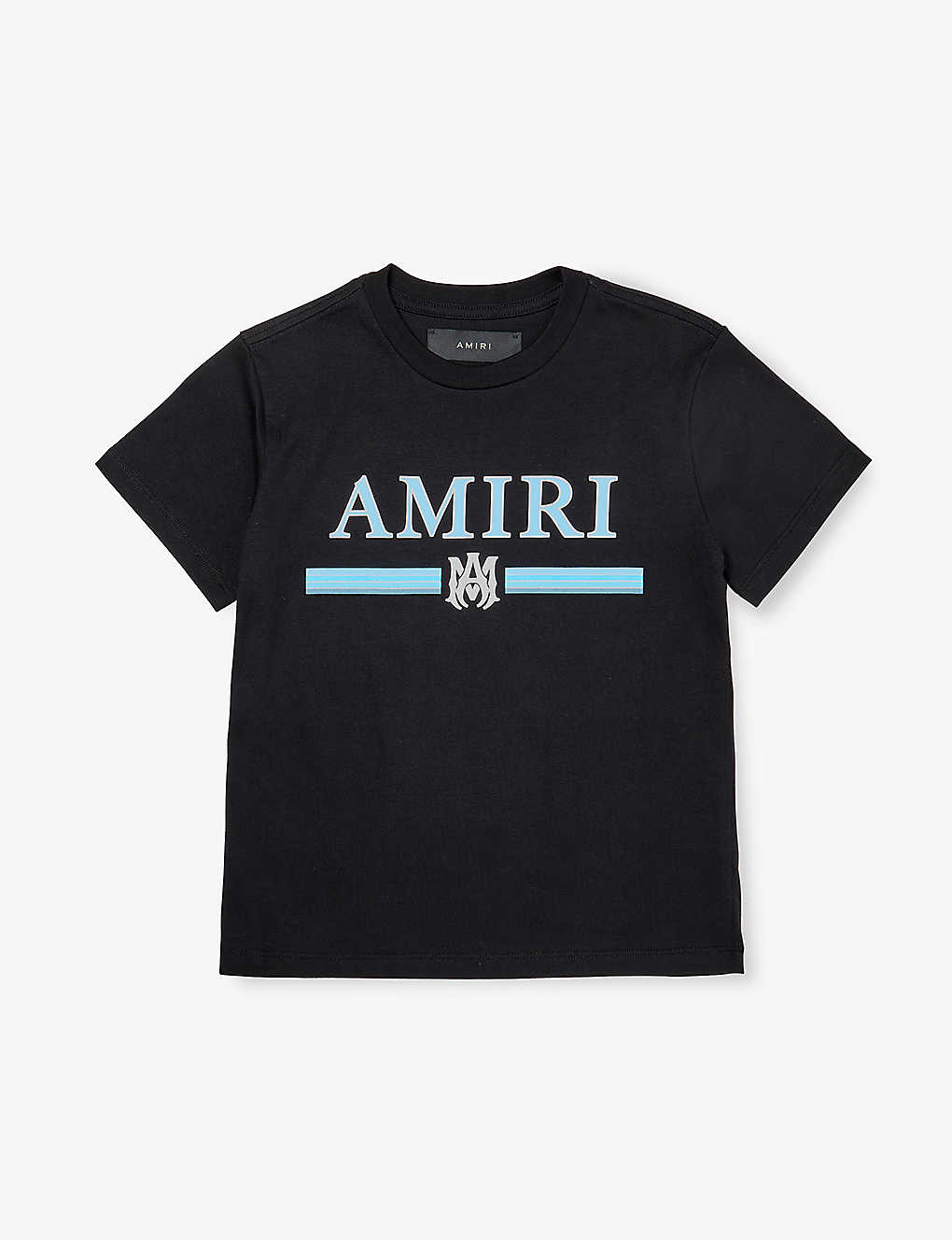 Shop Amiri Boys Black Kids Logo-print Crewneck Cotton-jersey T-shirt 6-12 Years