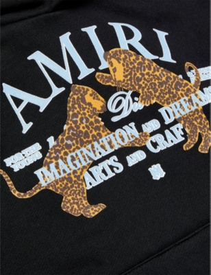 Shop Amiri Boys Black Kids Leopard Graphic-print Cotton-jersey 6-12 Years