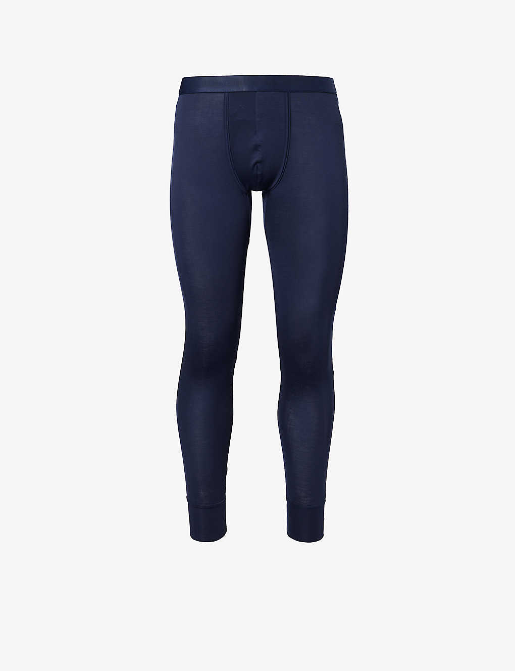 Cdlp Mens Navy Blue Branded-waistband Stretch-woven Long Johns