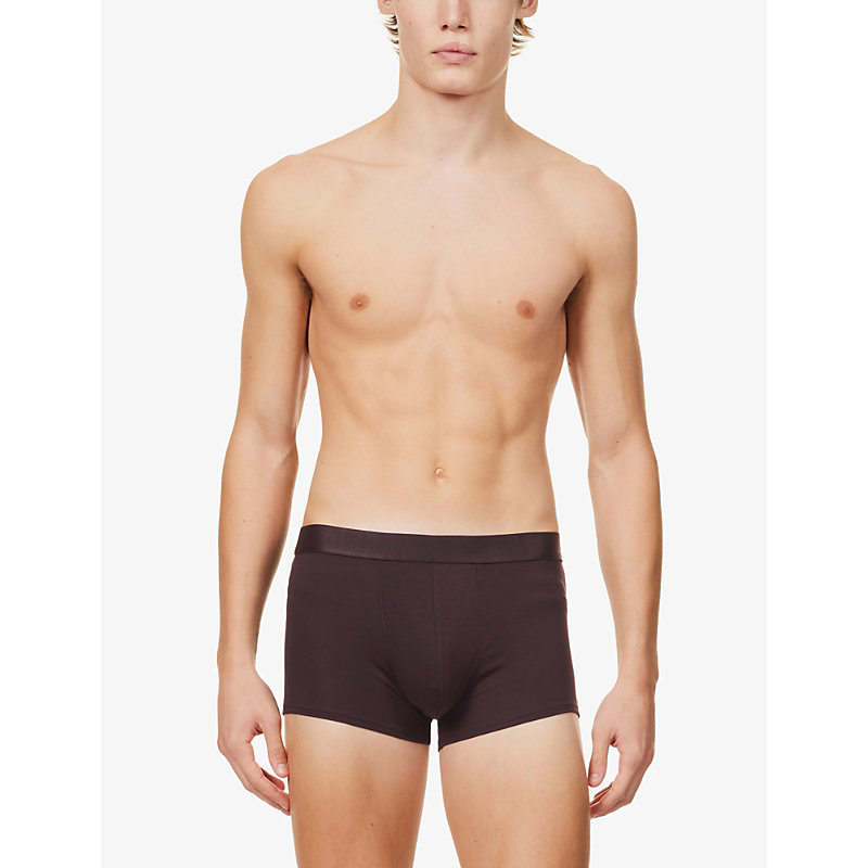 Shop Cdlp Branded-waistband Stretch-woven Boxer Trunks In Brown