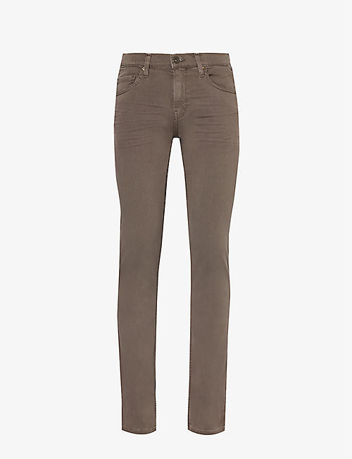 PAIGE: Federal belt-loop mid-rise straight-leg stretch-denim jeans