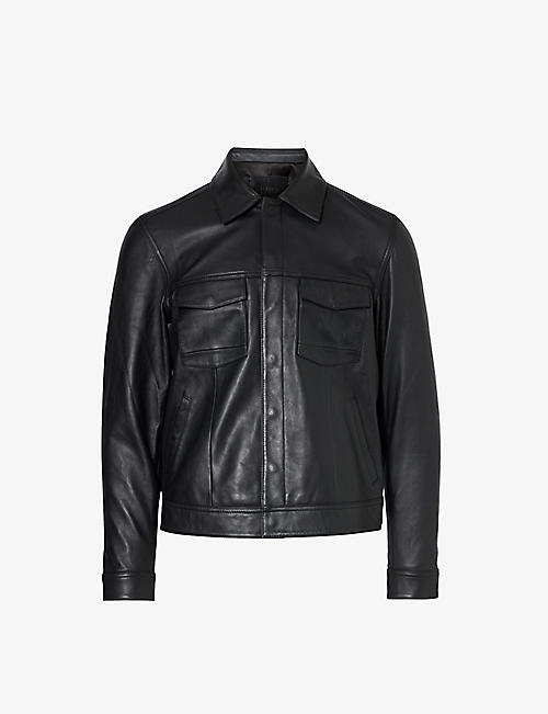 PAIGE: Pedro slip-pocket regular-fit leather jacket