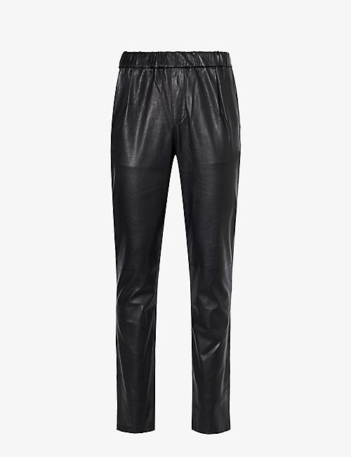 PAIGE: Snider Icon mid-rise tapered-leg leather trousers
