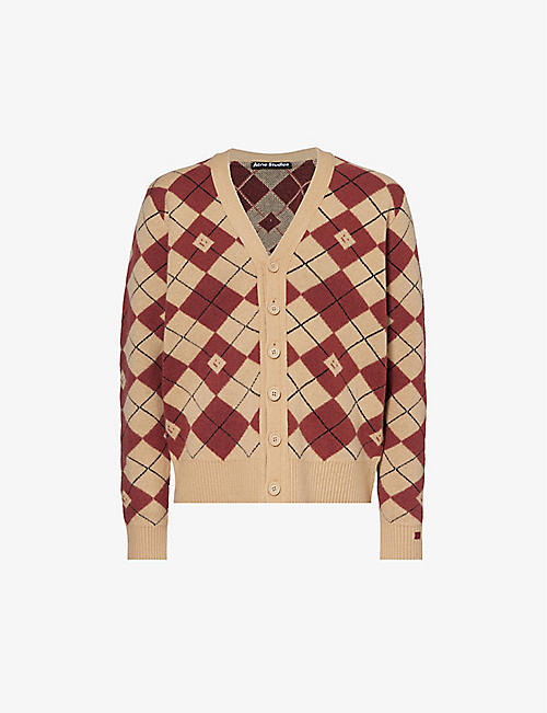 ACNE STUDIOS: Kwanny argyle-pattern wool-blend cardigan
