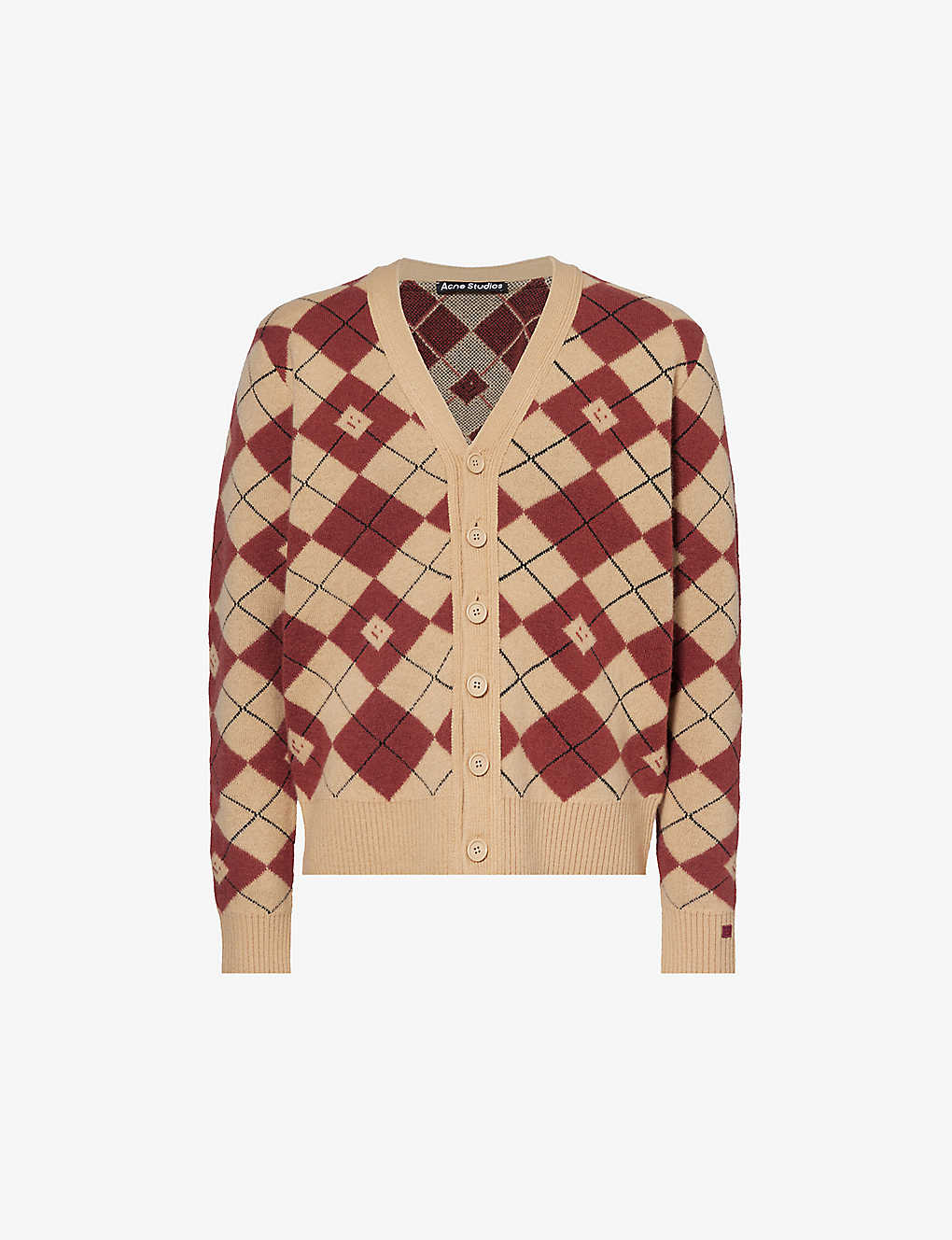 Shop Acne Studios Kwanny Argyle-pattern Wool-blend Cardigan In Multi-coloured
