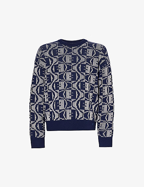 ACNE STUDIOS: Katch intarsia-pattern wool and cotton-blend jumper
