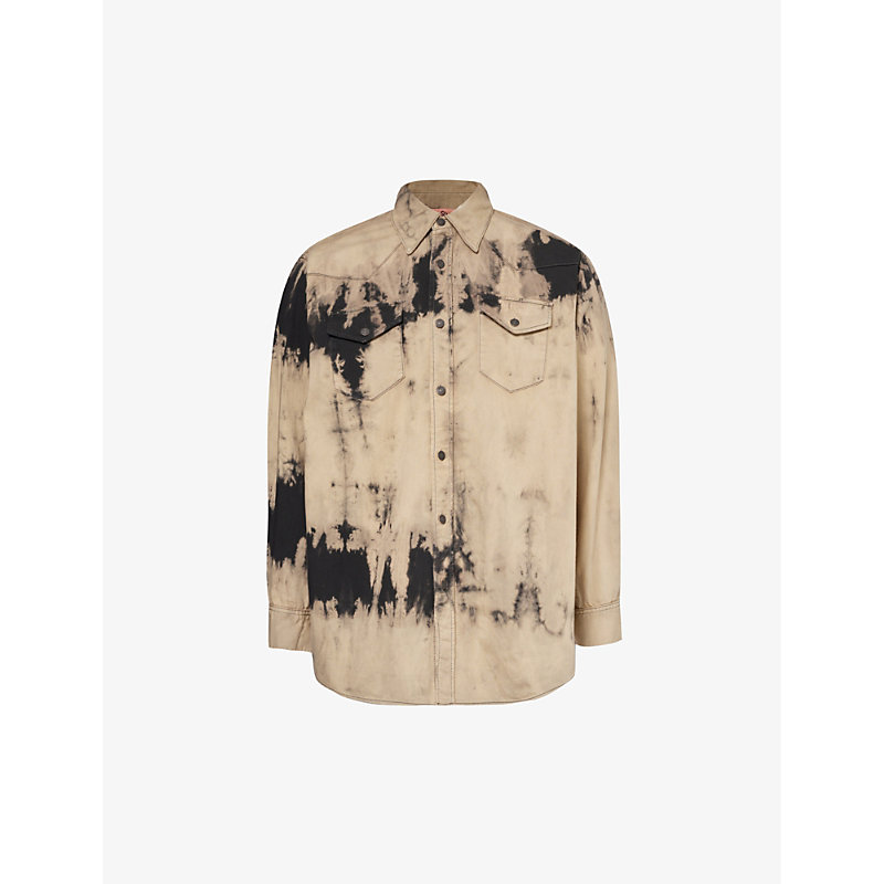 Shop Acne Studios Karty Faded Relaxed-fit Denim Shirt In Black Beige